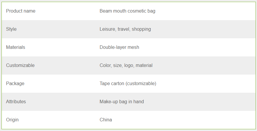 Beam mouth cosmetic bag